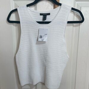 Forever 21 White Knit Crop Tank Size Large NWT
